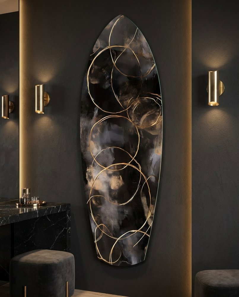 Golden Circles Glass Wall Art