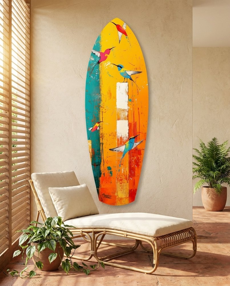 Birds in Colors Glass Wall Art