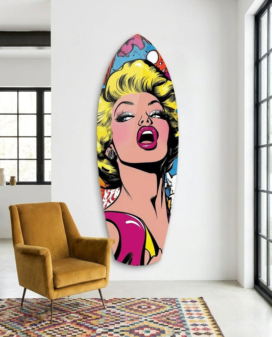 Blonde Starlet Popart Glass Wall Art