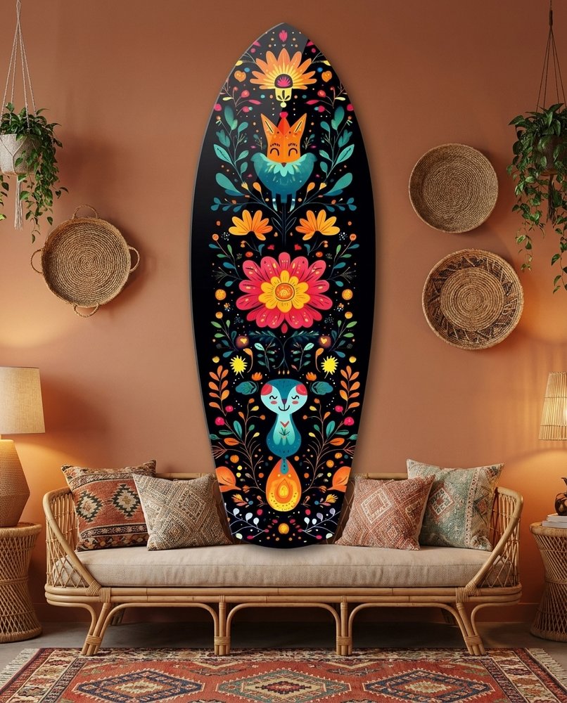 Fox and Rabbit Glass Wall Art