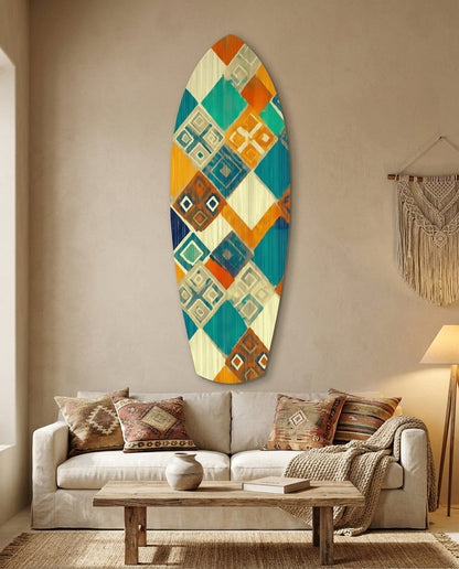Geometric Diamond Surfboard Glass Wall Art