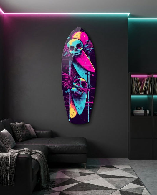 Addicted to Surfing Glass Wall Art