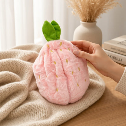 Reversible Strawberry Bunny Plush Toy Soft Polyester Stuffed Animal for Kids Hide and Seek Transforming Toy