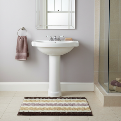 Tache 20x32 Inch Striped Brown and Beige Bathroom Rugs (TARBS2032)
