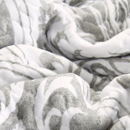 Tache Dreamy Moon Sky Ogee Damask Heather Gray White Quilt Set (TB300)