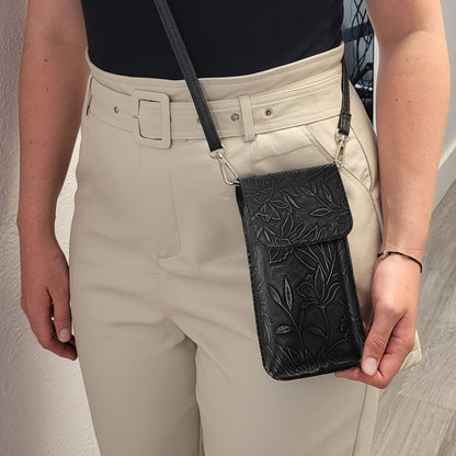 Premium Floral Tote Bag Vegan Leather Large With Crossbody Pouch
