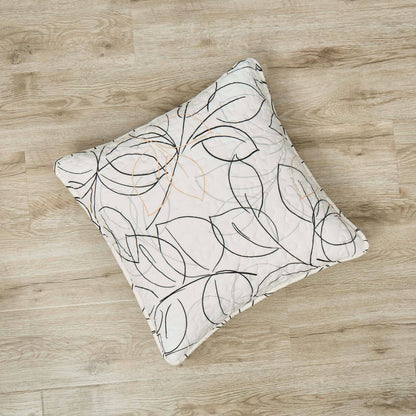 Tache Modern Abstract Leaf Line Art Foliage White Grey Black Gold Cushion Covers / Euro Sham (TJ3571)