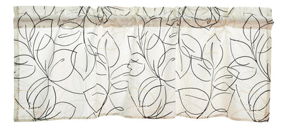 Tache Modern Abstract Leaf Line Art Foliage White Grey Black Gold Window Valance (TJ3571)