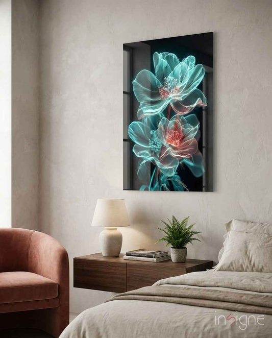 Flowers Blooming in the Light Glass Wall Art || Designer Collection