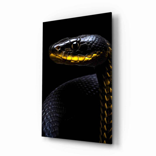 Black and Yellow Viper Glass Wall Art || Designer Collection
