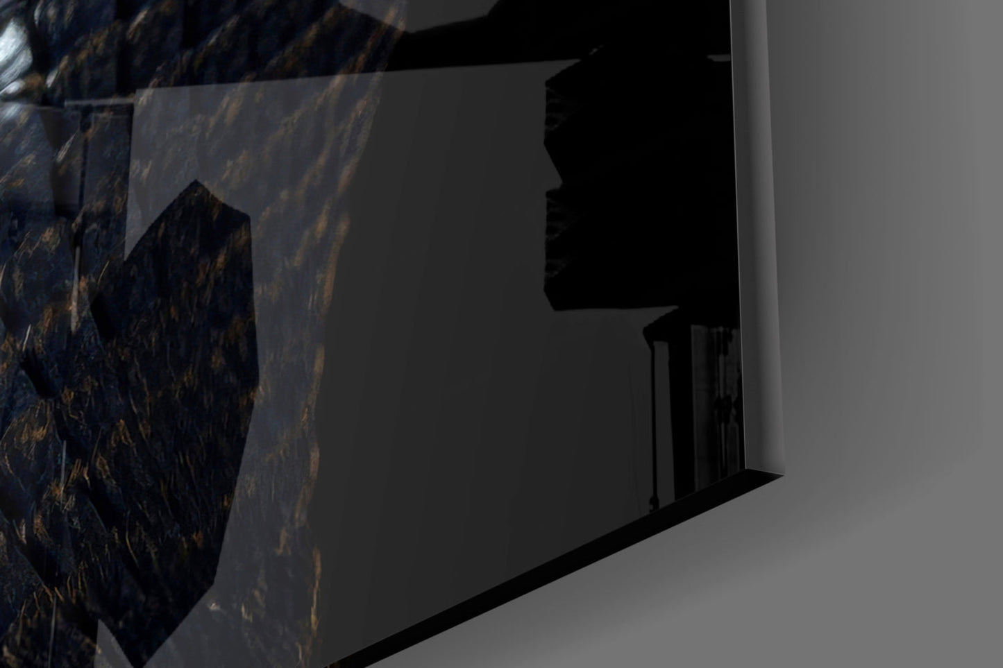 Golden-Eyed Black Snake Glass Wall Art || Designer Collection