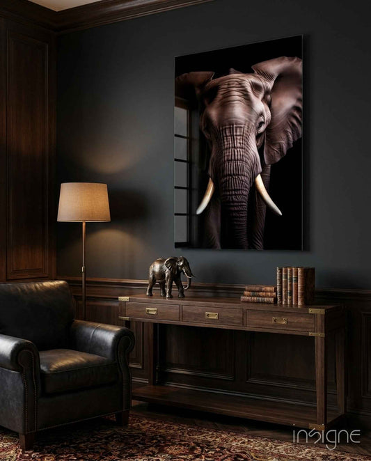 The Wise Look of the Elephant Glass Wall Art || Designer Collection