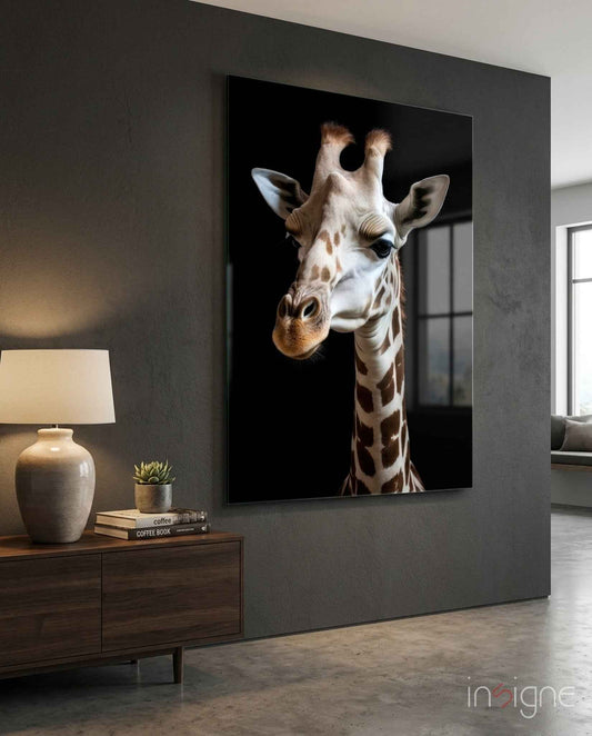 Light Colored Giraffe Portrait Glass Wall Art || Designer Collection