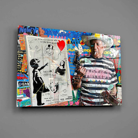 Stencil Cubist Portrait Glass Wall Art || Designer Collection