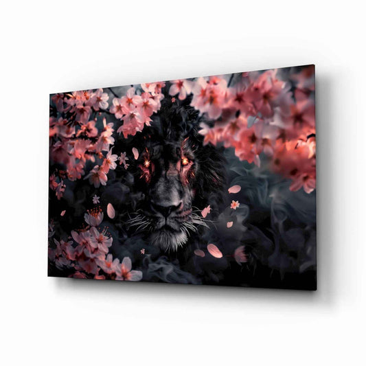 Lion of the Night Glass Wall Art || Designer Collection