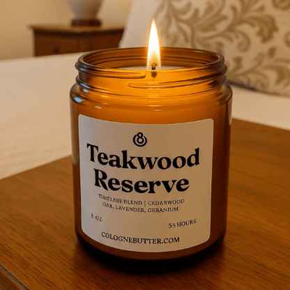Teakwood Reserve - The Luxury Teakwood, Cedarwood & Lavender Scented Candle for Elegant Home Decor, Deep Relaxation | Cologne Butter