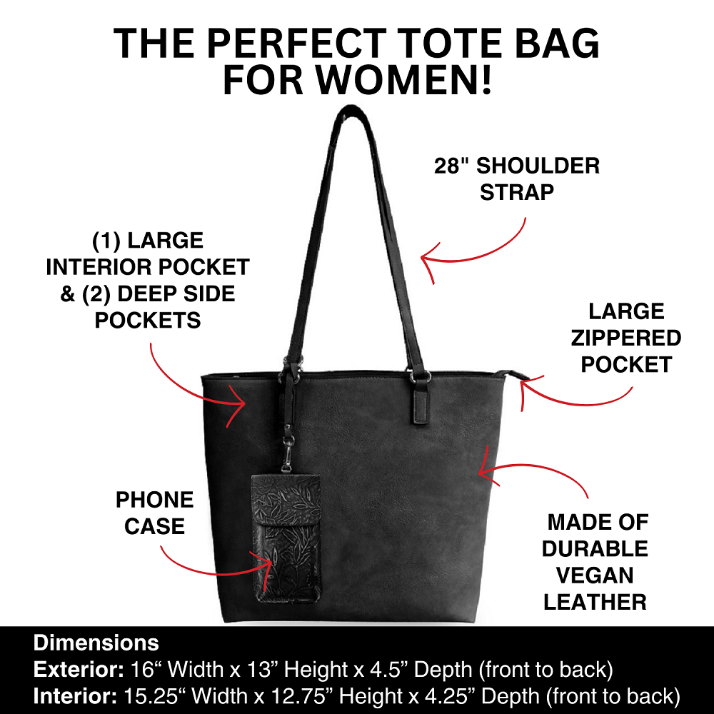 Techy Tote Bag Vegan Leather Large with Touch Screen Purse