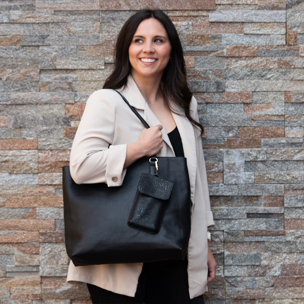 Techy Tote Bag Vegan Leather Large with Touch Screen Purse