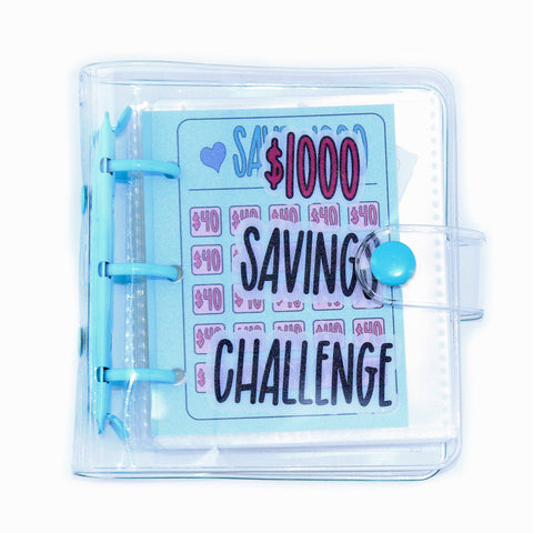 $1000 Saving Challenge Book 3 Ring Binder Clear Cover Money Saving Book