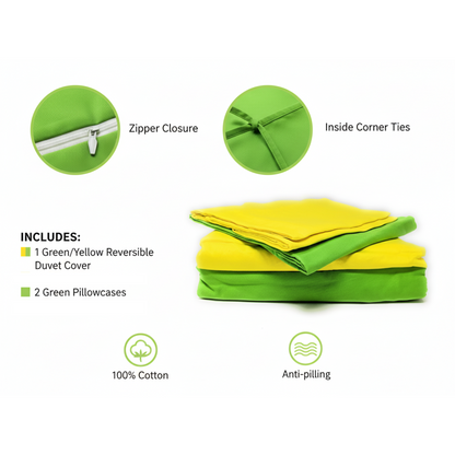 Tache Lemon Lime Bright Yellow & Green Reversible Duvet Cover Set (DC36PC-YG)