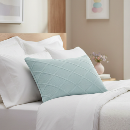 Tache Cotton Seafoam Blue Soothing Pastel Diamond Pillow Sham (JHW-856)