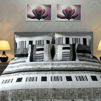 Tache Cotton Black White Gray Modern New York Penthouse Cushion Cover 2-Pieces (DXJ107075)