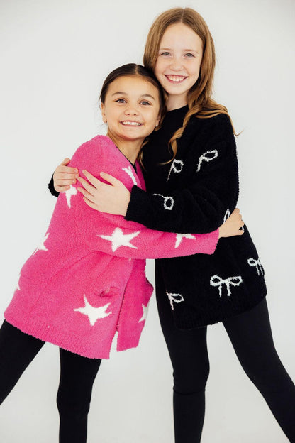 Bright Pink/Coconut Star Cozy Cardigan