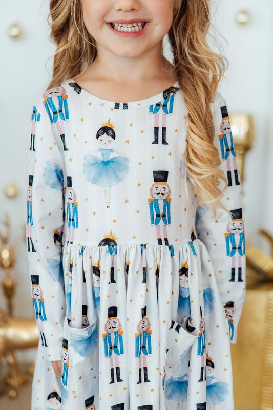 Waltz of the Snowflakes L/S Pocket Twirl Dress - Shaketea