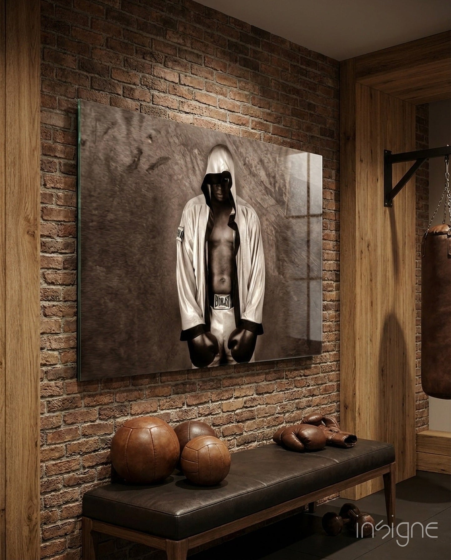 Hooded Boxer In White Robe Glass Wall Art