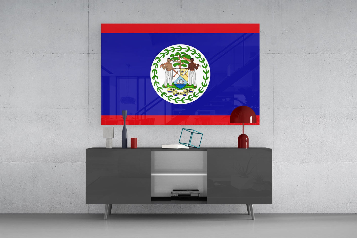 Belize Flag Glass Wall Art