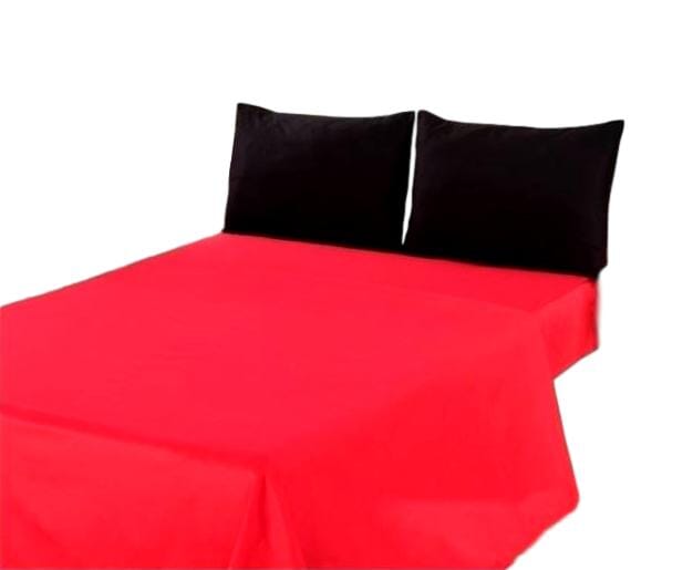 Tache 100% Cotton Vibrant Red & Black 4-Piece Sheet Set (BS4PC-BR)