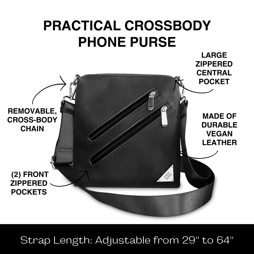 Zoe RFID Crossbody Phone Purse Vegan Leather Fits 7 Inches Touch Screen