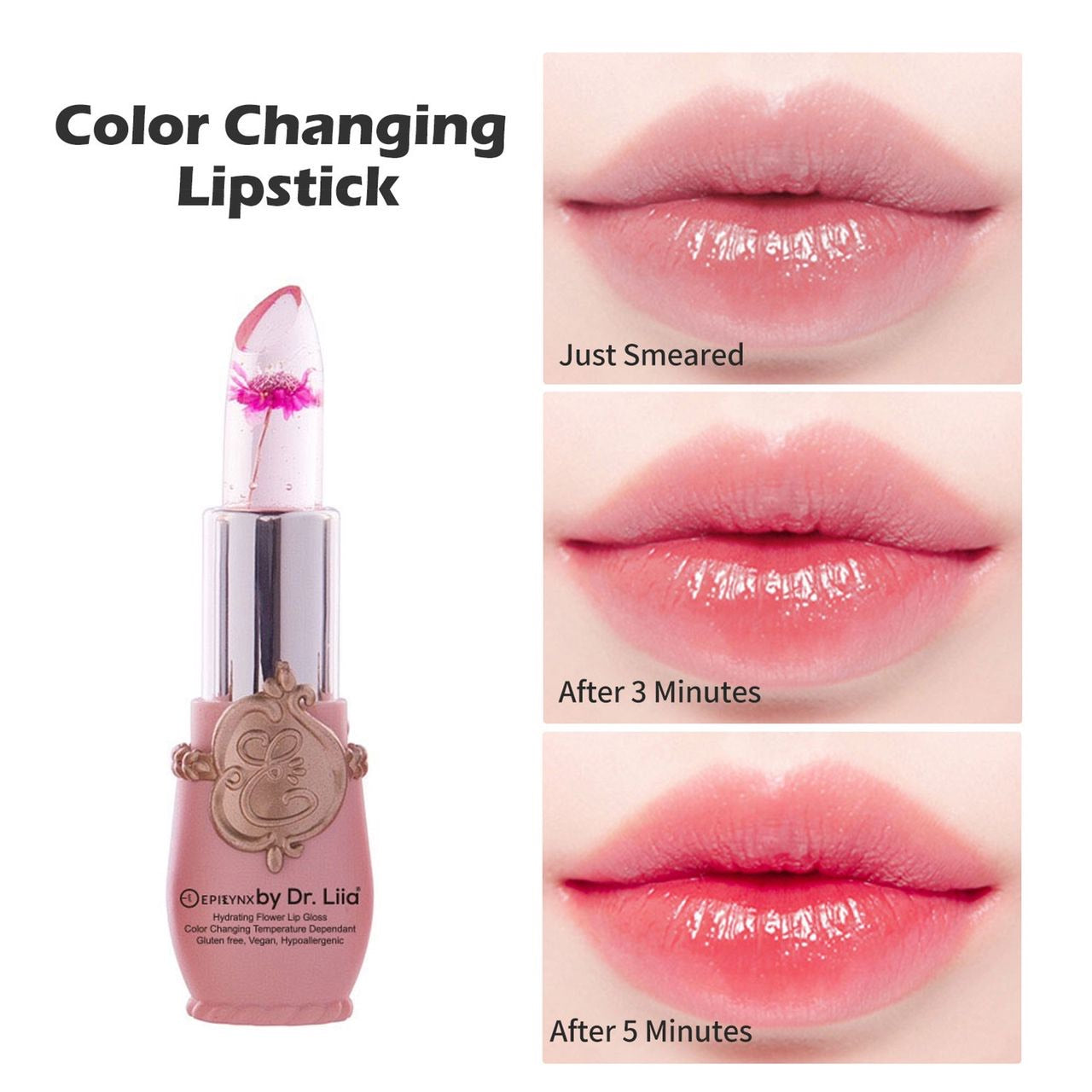 Hydrating Color-Changing Lip Gloss – Non-Sticky for Dry, Thinning Lips, Gluten-Free & Nut-Free