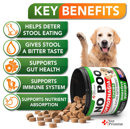No Poo Chews for Dogs Coprophagia Stool-Eating Deterrent Probiotics 120 Count