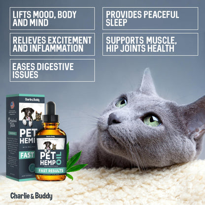 Hemp Oil for Dogs & Cats Anxiety Pain Stress & Sleep Support