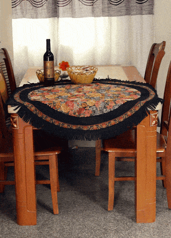 Tache Country Rustic Floral Black Midnight Awakening Tablecloth (3089BL)