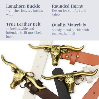 Signature Longhorn Western Leather Belt for Women
