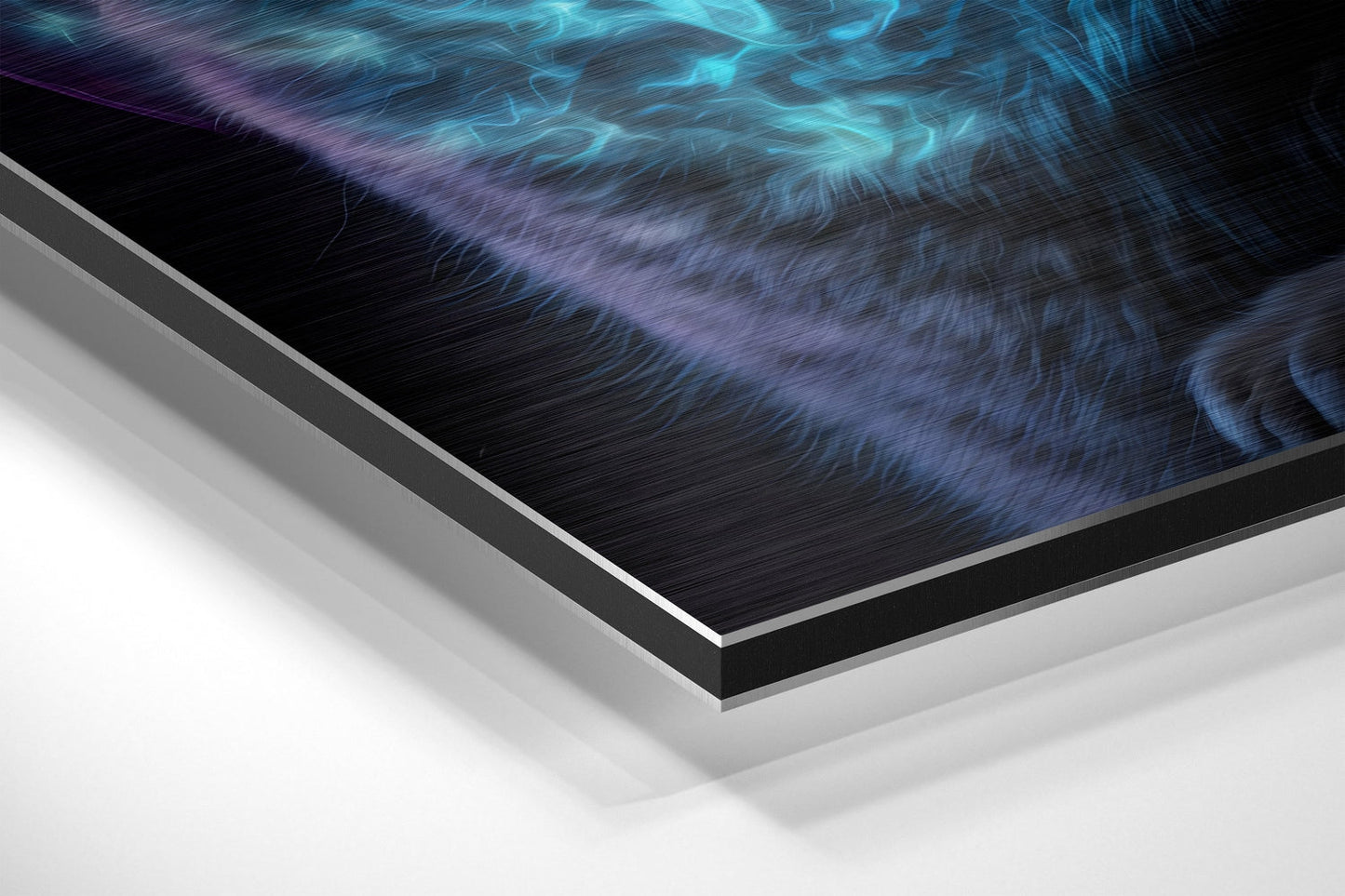 Tabby Cat With Blue Eyes and Planets Brushed Aluminum Dibond Wall Art