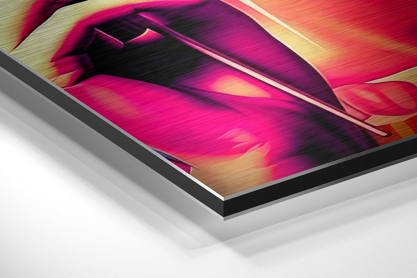 Magenta Pop Woman Orange Lollipop Brushed Aluminum Dibond Wall Art