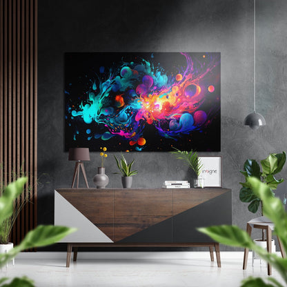 Liquid Bubble Color Splash Brushed Aluminum Dibond Wall Art