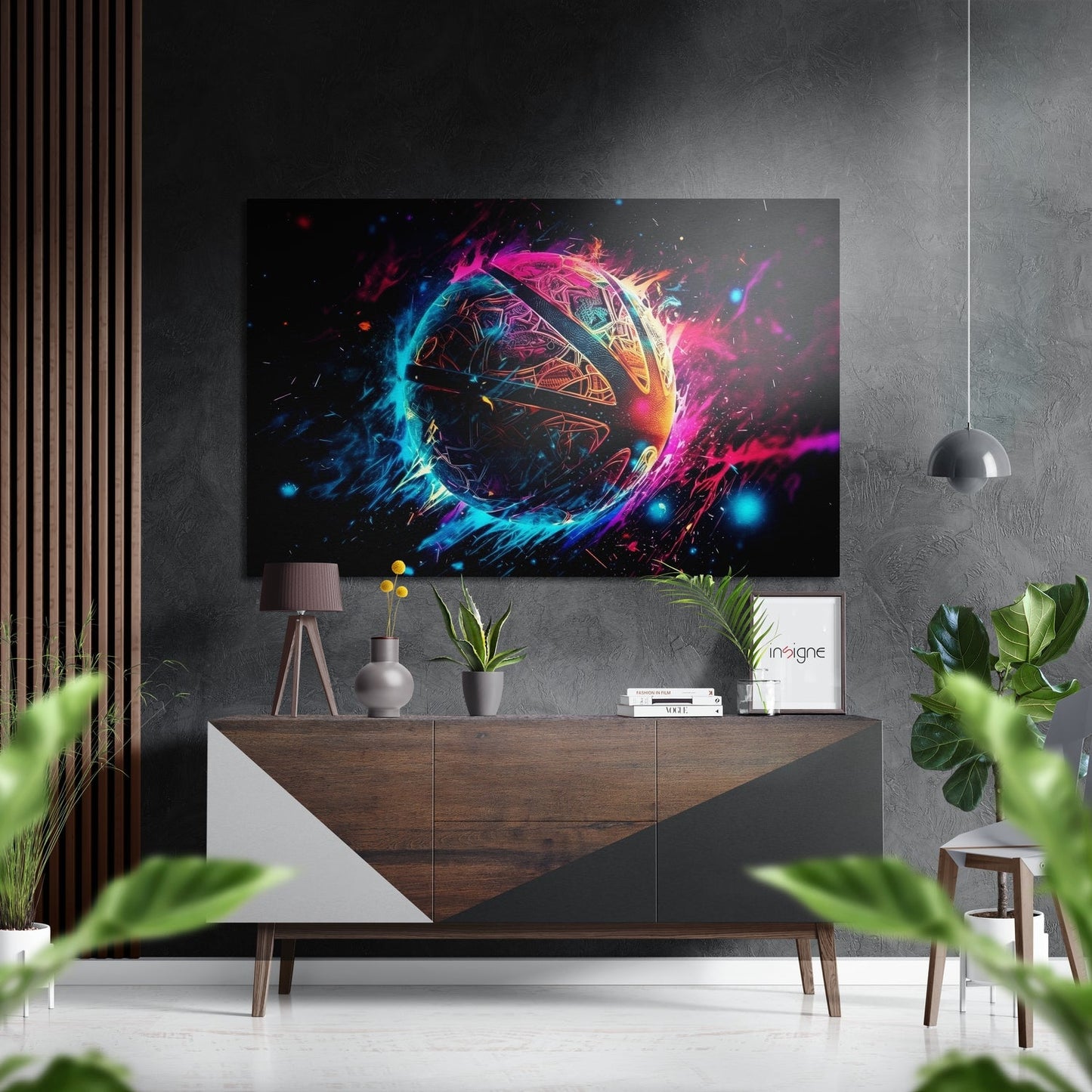 Neon Ball Brushed Aluminum Dibond Wall Art