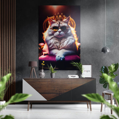 Cat King Brushed Aluminum Dibond Wall Art