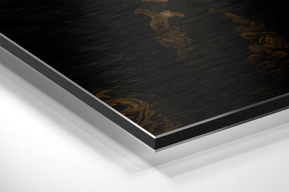 Brocade Jacket Tiger With White Rose Brushed Aluminum Dibond Wall Art