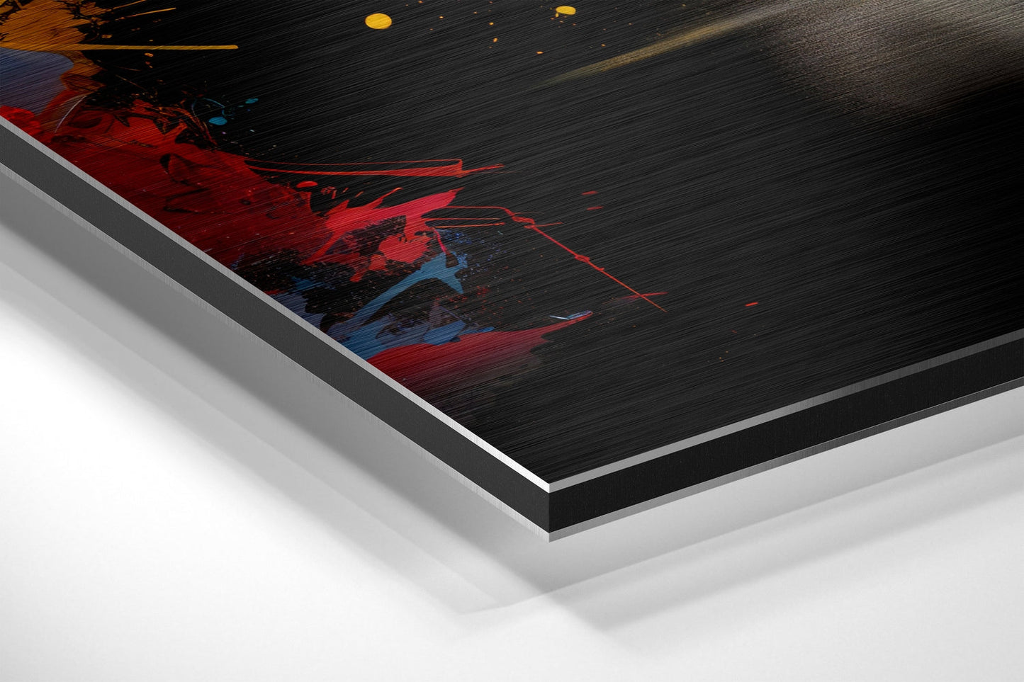 Spotlit Striding Bull Red Burst Brushed Aluminum Dibond Wall Art