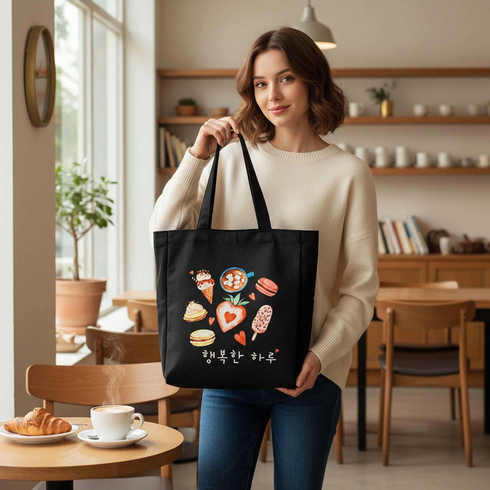 Aesthetic Flannel Shoulder Bag Korean Style Plaid Tote 15x13