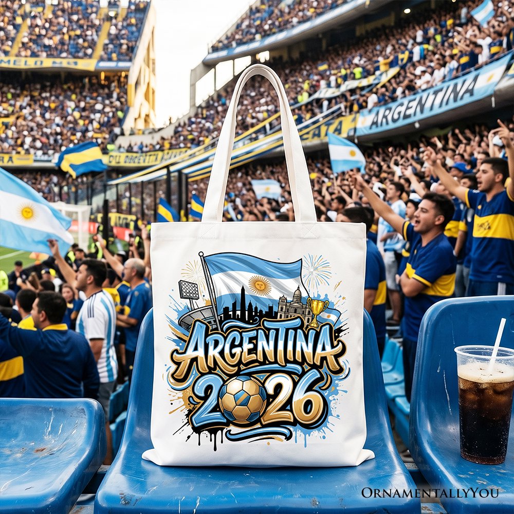 Argentina 2026 Soccer Cup Global Championship Tote Bag, Fans Football Gift Shopper