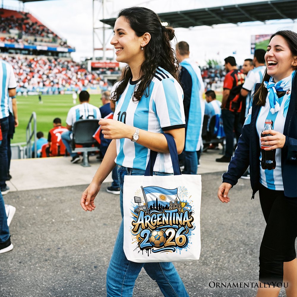 Argentina 2026 Soccer Cup Global Championship Tote Bag, Fans Football Gift Shopper