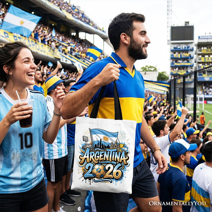 Argentina 2026 Soccer Cup Global Championship Tote Bag, Fans Football Gift Shopper