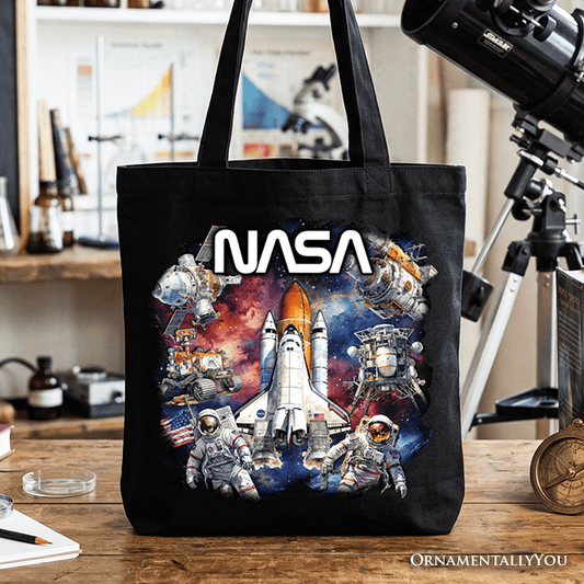 Artistic NASA Handcrafted Tote Bag, Astronaut in Outer Space with the Planets Gift Shopper