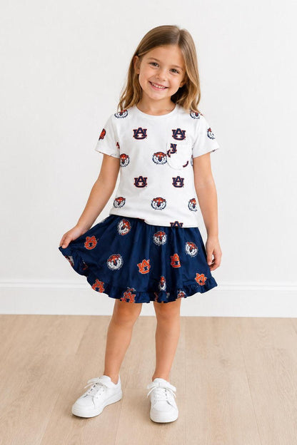 Auburn Blue Aubie Ruffle Twirl Skort